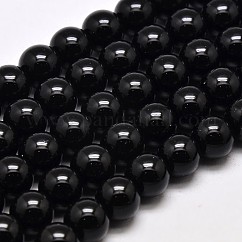 イミテーションオーストリアクリスタルガラスラウンドビーズ連売り  グレードAA  ブラック  8mm  穴：1mm  約48~50個/連  36~37cm