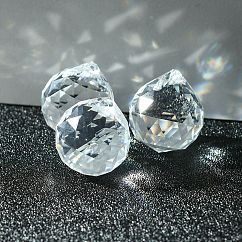 Colgante de cristal, suncatcher cristal, gran gota, facetados, Claro, 32x35mm, agujero: 1.5 mm