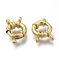 Accumuler laitonnage fermoirs à ressort, véritable 18k plaqué or, 15x5mm, Trou: 2mm