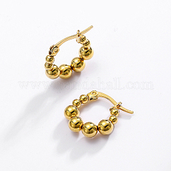 Boucles d'oreilles créoles à perles rondes en acier inoxydable 304, or, 18x18mm