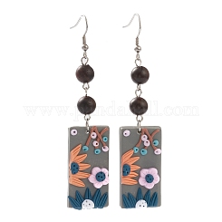 Handmade Polymer Clay Heishi Beads Dangle Earrings, with Brass Earring  Hooks, Golden, 53.5mm, Pin: 0.6mm