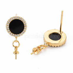 Латунные микро-паве прозрачные серьги-гвоздики из циркония KK-N233-124-NF