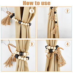 4 Stück Raffhalter-Clips aus Holzperlen für Vorhänge in 2 Stilen&nbsp;HJEW-FH00174