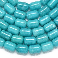 天然石マレーシアジェイドビーズ連売り  染め＆加熱  コラム  ライトスカイブルー  11.5~12x7.5~8.5mm  穴：1~1.2mm  約31~32個/連  15.16''（38.5センチメートル）&nbsp;G-B165-E06-8x12mm