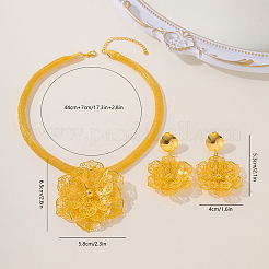 Комплекты из серег и ожерелий с полыми цветами из сплава для женщин&nbsp;JI5583