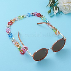 Personalisierte Regenbogen ccb Kunststoff & Acryl Bordsteinkette Ketten&nbsp;NJEW-JN02878