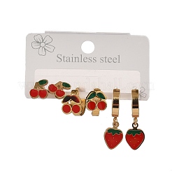 3 Paar Ohrringsets aus emailliertem Edelstahl 304 (Creolen & Stecker)&nbsp;EJEW-Z166-01G-02