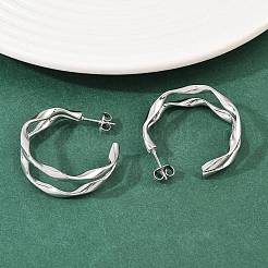 Двухслойные серьги-гвоздики в форме буквы С из нержавеющей стали 304 EJEW-P324-11P