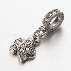 アンティークシルバーメッキアロイエナメルヨーロピアンダングルチャーム  大きな穴の花のビーズ  ミックスカラー  27mm  穴：5mm&nbsp;X-MPDL-E042-12