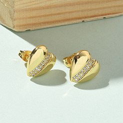 Ohrstecker aus Messing mit Mikropavé und klaren kubischen Zirkonia für Damen&nbsp;LS-EJEW-U034-02G-03