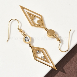 Серьги-подвески в форме ромба из нержавеющей стали 304 EJEW-Z129-10G