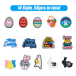 56 шт. 14 стиля пасхальная тематика ПВХ пластиковые кабошоны KY-FH0001-21
