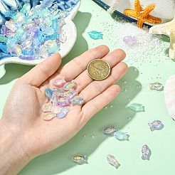 100шт. 5-х цветные стеклянные бусины ручной работы в виде рыбок GLAA-SC0002-80C