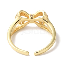 Открытые манжеты из латуни с бантом и микро-паве с прозрачным цирконием для женщин&nbsp;LS-RJEW-C098-23G