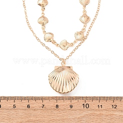 Sommerliche Strand-Halskette mit zweireihigem Choker aus einer Legierung in Muschelform für Damen&nbsp;NJEW-Z116-02G