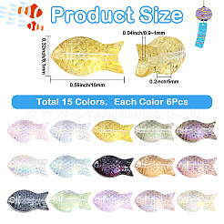 90 шт. 15-х цветные прозрачные гальванические стеклянные бусины&nbsp;GLAA-SC0002-88