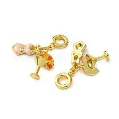 Европейский шарм-подвеска из латуни с розовой и оранжевой эмалью KK-F911-13G