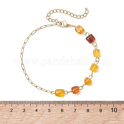 Bracelets à maillons en perles d'ambre naturel&nbsp;BJEW-JB13644-01
