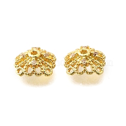 Колпачки для бусин из прозрачного кубического циркония в форме цветка из латуни&nbsp;KK-V008-01G