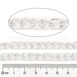 酸化アルミニウムキューバチェーン  溶接されていない  スプールで  銀  9.5x7x1.5mm  約98.43フィート（30m）/ロール&nbsp;CHA-D001-10S