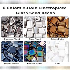 240шт 6 цвета гальванических стеклянных бусин SEED-NB0001-22