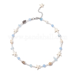 Летние ожерелья из натурального окрашенного аквамарина NJEW-JN05269