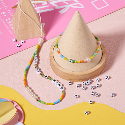 500 шт. 5 вида белых непрозрачных акриловых бусин&nbsp;MACR-BY0001-02