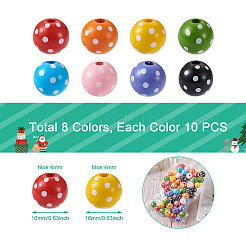 80 шт. 8-х цветные крашеные натуральные деревянные бусины WOOD-CD0001-23