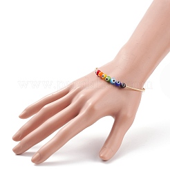Bracciale rigido rotondo con perline malocchio con perle&nbsp;BJEW-JB08328