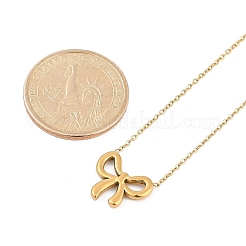 Ионное покрытие (ip) 304 нержавеющая сталь бант кулон кабель цепь ожерелья для женщин NJEW-P320-12B-G