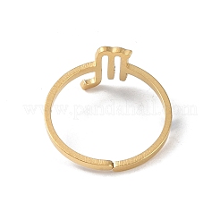 Véritable bague réglable en acier inoxydable 304 plaqué or 18 carat&nbsp;RJEW-L115-01G-11