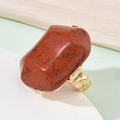 Fingerringe aus natürlichem rotem Jaspis und Legierung für Damen&nbsp;RJEW-G375-01G-08