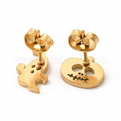 Асимметричные серьги из нержавеющей стали 304 с тыквами и привидениями на Хэллоуин&nbsp;LS-EJEW-B019-03G