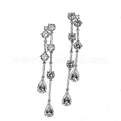 Серьги-гвоздики с кисточками из прозрачного кубического циркония в форме капли FS-WG0D253-02