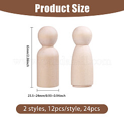 24 шт. 2 стиля незаконченных деревянных кукол-прищепок для украшения витрины&nbsp;DJEW-GL0005-06