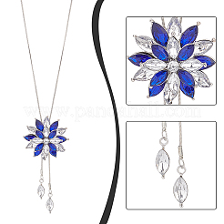Juego de 2 collar con colgante de flor de rhinestone de 2 colores&nbsp;NJEW-AN0001-17