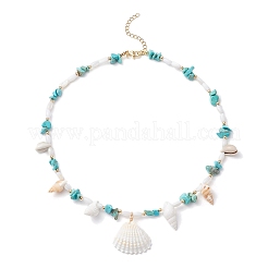 Летние пляжные ожерелья с подвесками из натуральных ракушек NJEW-TA00197