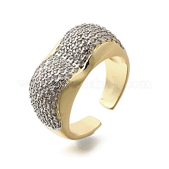 Латунные кольца-манжеты с микропаве и прозрачным цирконием для женщин RJEW-G347-12GP