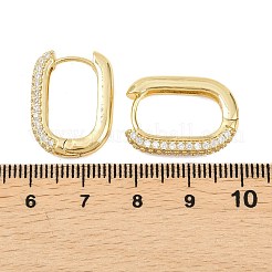 Прямоугольные серьги-кольца из латуни с микропаве из прозрачных кубических цирконий&nbsp;EJEW-D348-11G