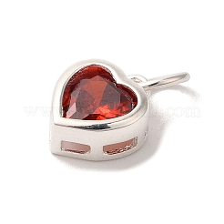 925 breloque en forme de cœur en argent sterling avec zircone cubique et anneaux ouverts&nbsp;FIND-U013-10S-03