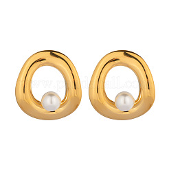 Полые плоские круглые серьги-гвоздики из искусственного жемчуга из нержавеющей стали OE9330