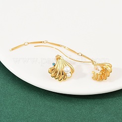 Серьги-гвоздики в форме ракушки из нержавеющей стали 304 со стразами&nbsp;LS-EJEW-A138-01G