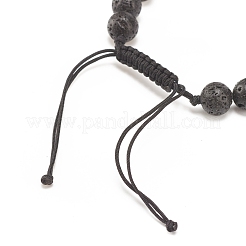 Bracciale con perline intrecciate in pietra lavica naturale e tubo in lega&nbsp;BJEW-JB08304