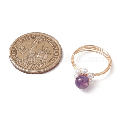 Круглые натуральные розовые кварцевые кольца&nbsp;RJEW-TA00180