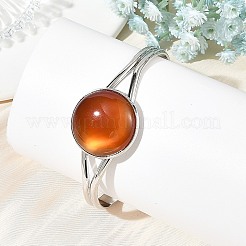 Bracelets manchettes ronds plats en laiton et pierres naturelles mélangées pour femmes&nbsp;BJEW-JB14353