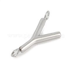 304ステンレススチールレターコネクタチャーム  ステンレス鋼色  文字y  12x6x2mm  穴：1.2mm&nbsp;STAS-M108-01P-25