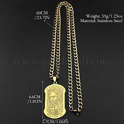 Collares con colgante rectangular de placa de identificación de San Judas Tadeo de acero inoxidable 304 para hombre.&nbsp;WG107E9-02