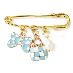 Брошь-подвеска из сплава с бантом и сумкой из эмали JEWB-BR00111