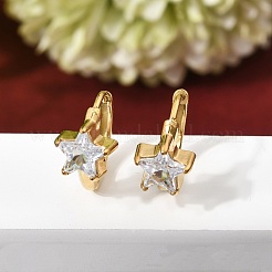 Pendientes de aro con forma de estrella&nbsp;EJEW-P344-01G