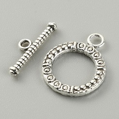 チベット風合金マンテル  テクスチャリング  アンティークシルバー  ラウンド：21x16x2mm  内径：11mm  t-バー：20x5.5x2.5mm  穴：1.6mm  2個/セット&nbsp;LS-FIND-CJC0017-21C-AS